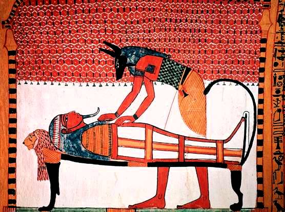 Anubis attending the mummy of Sennedjem Anubis attending the mummy of Sennedjem